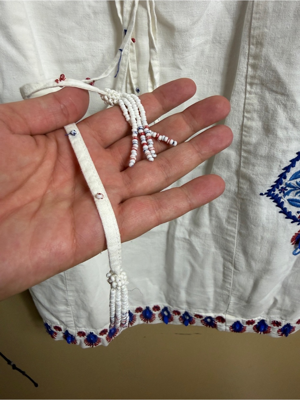 Farm Rio Off-White Navy Embroidery Mini Dress. Small - Picture 5 of 10
